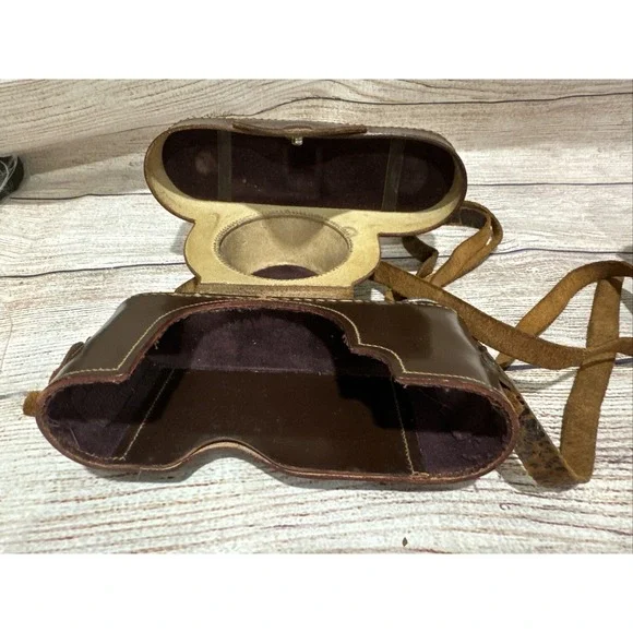 Vintage Brown Leather Film Camera Case with Strap Germany for Leica